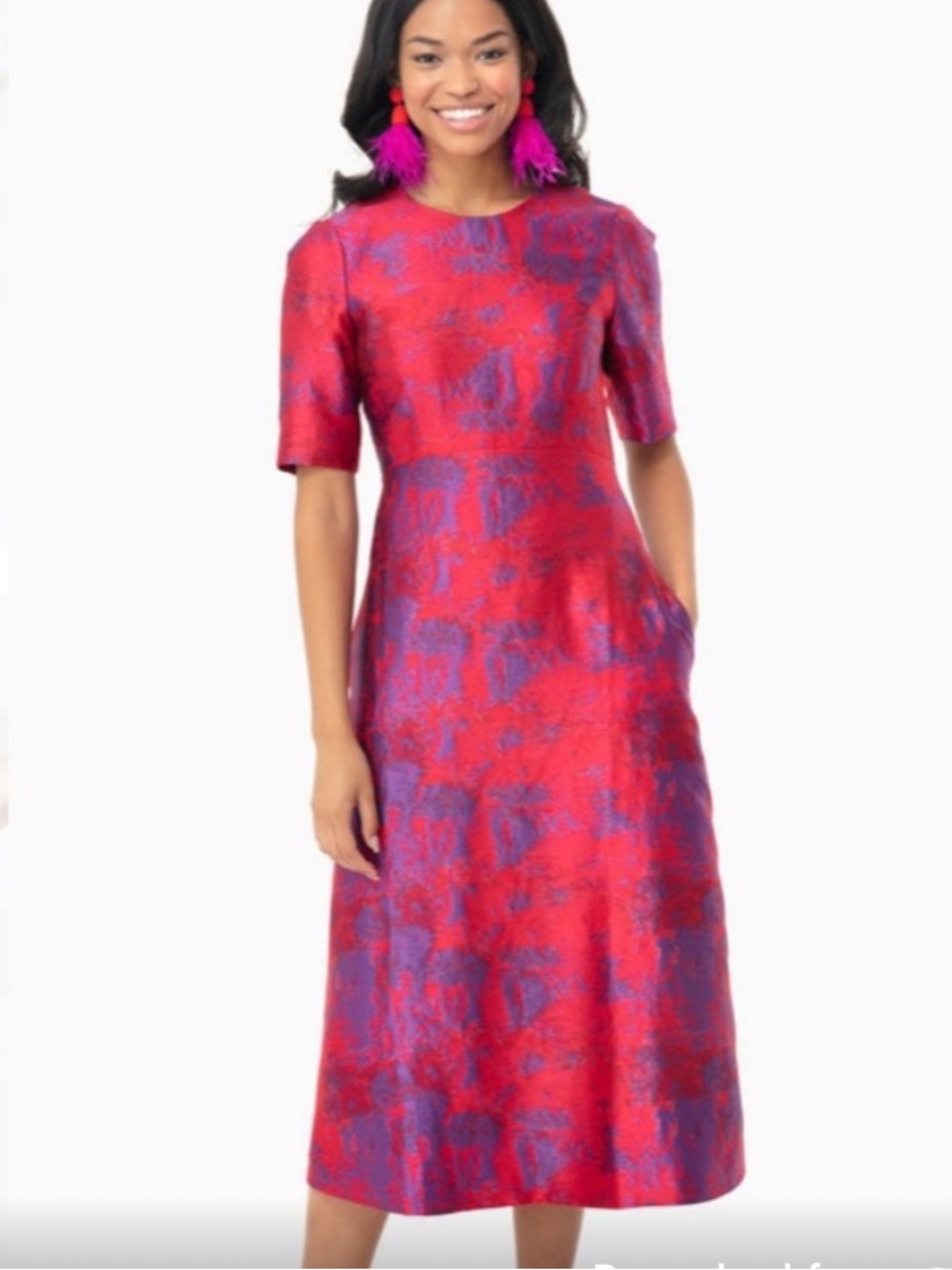 Tuckernuck Red and Purple Textured Midi Dress Size XS